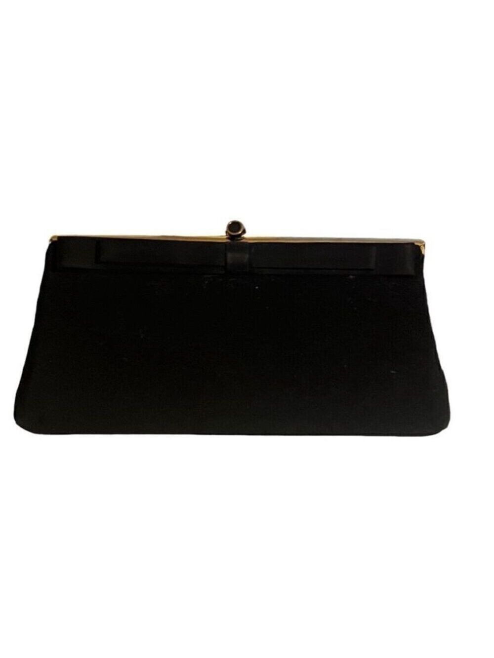 HL USA formal evening event black tie clutch hold chain black bow - Picture 1 of 15